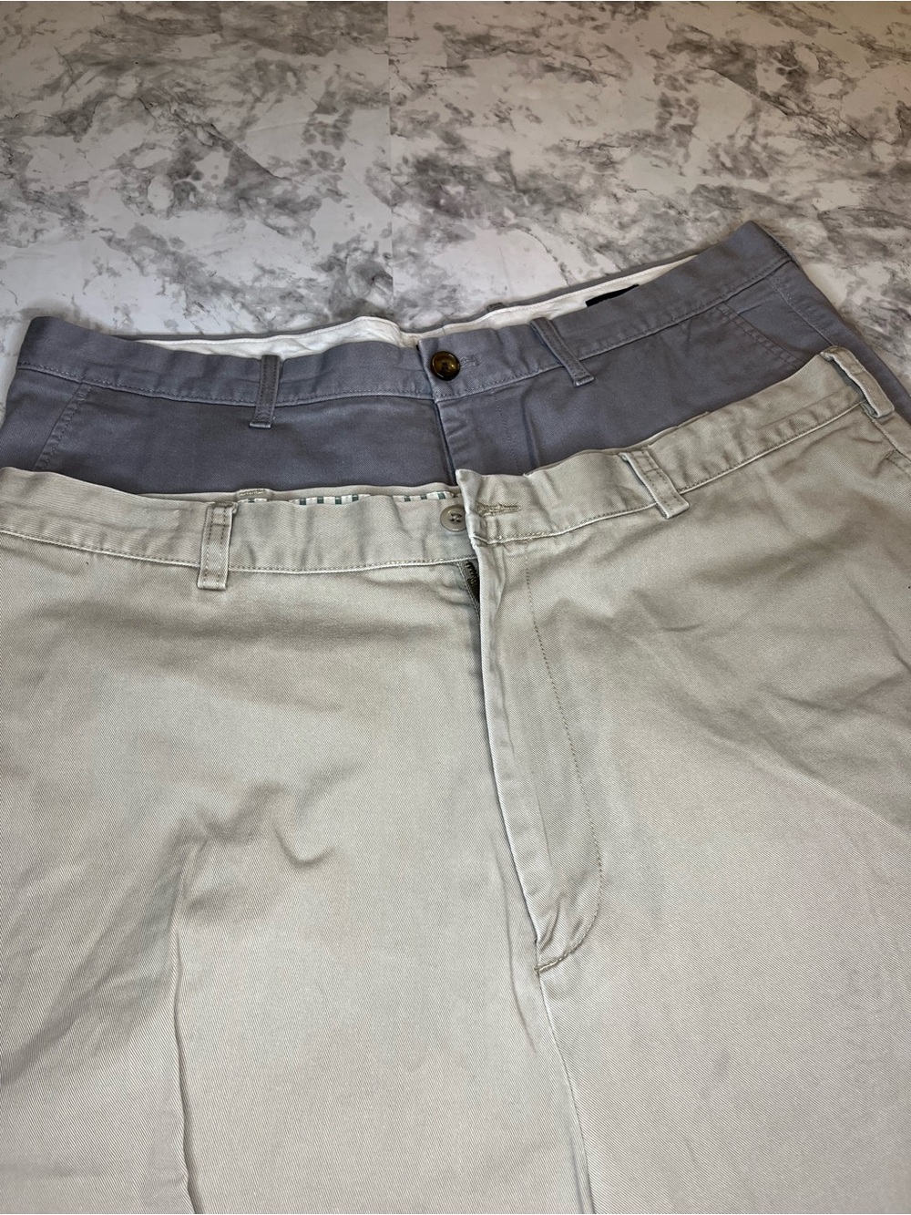 J Crew Bundle of Flat front Khaki shorts & grey straight leg chinos sz36